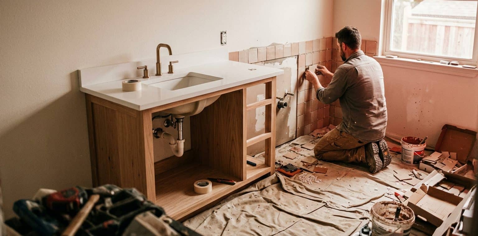 A bathroom remodeling job in Austin
