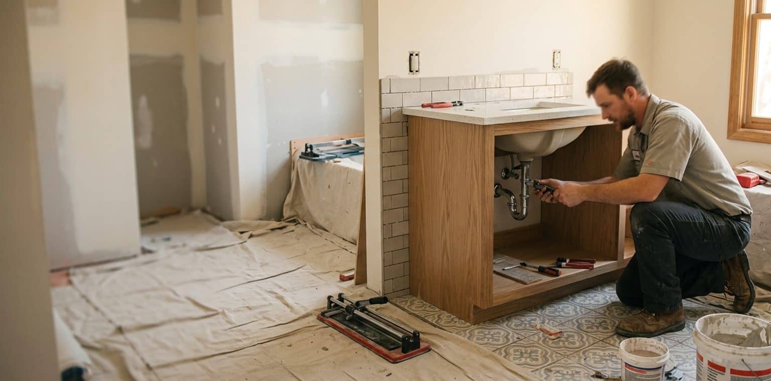A bathroom remodeling job in Columbus