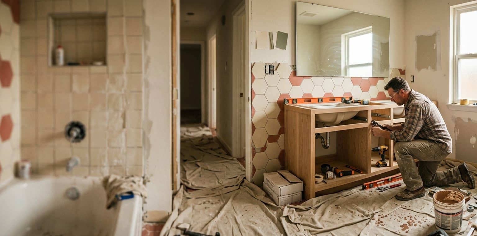 A bathroom remodeling job in Houston