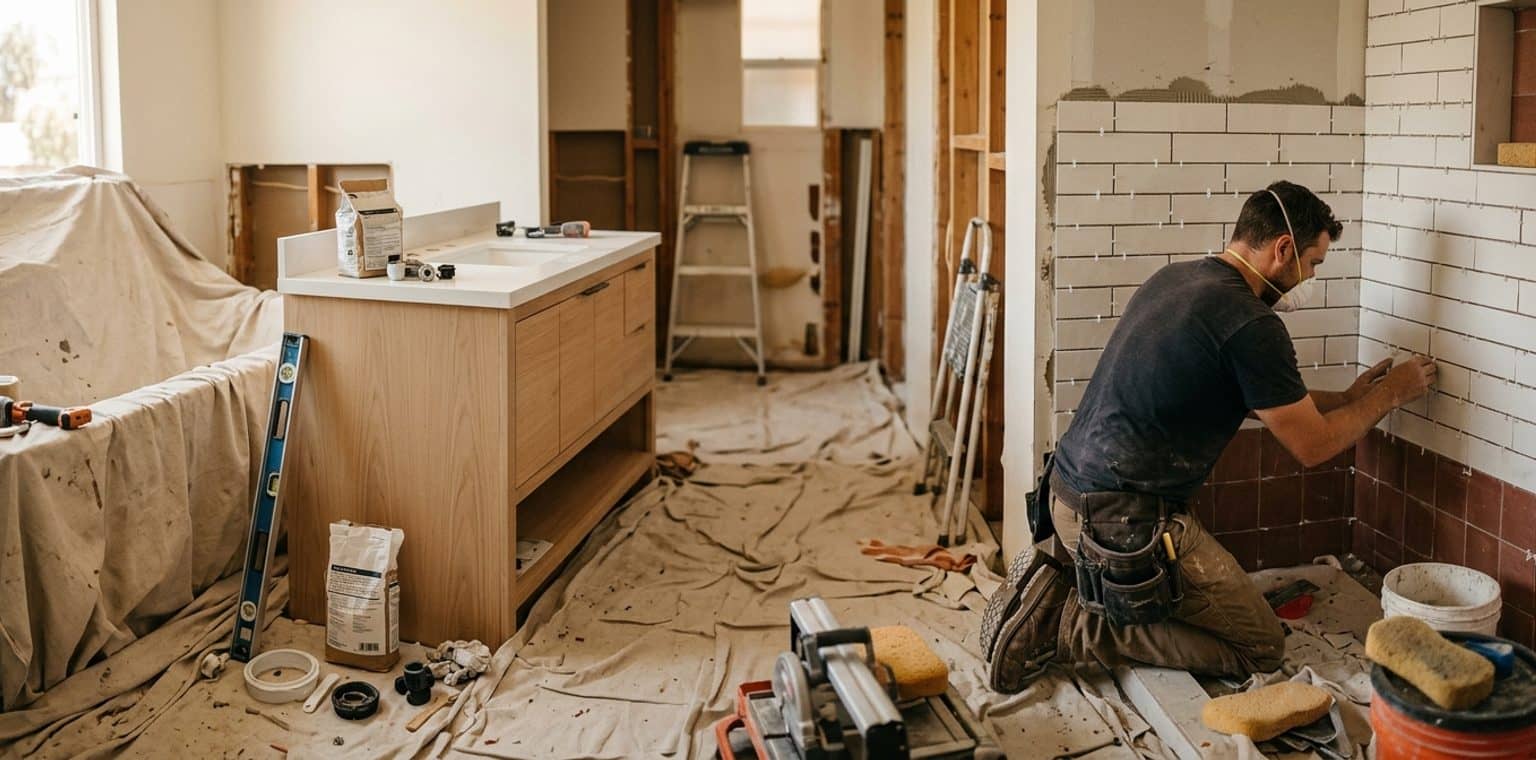 A bathroom remodeling job in Los Angeles
