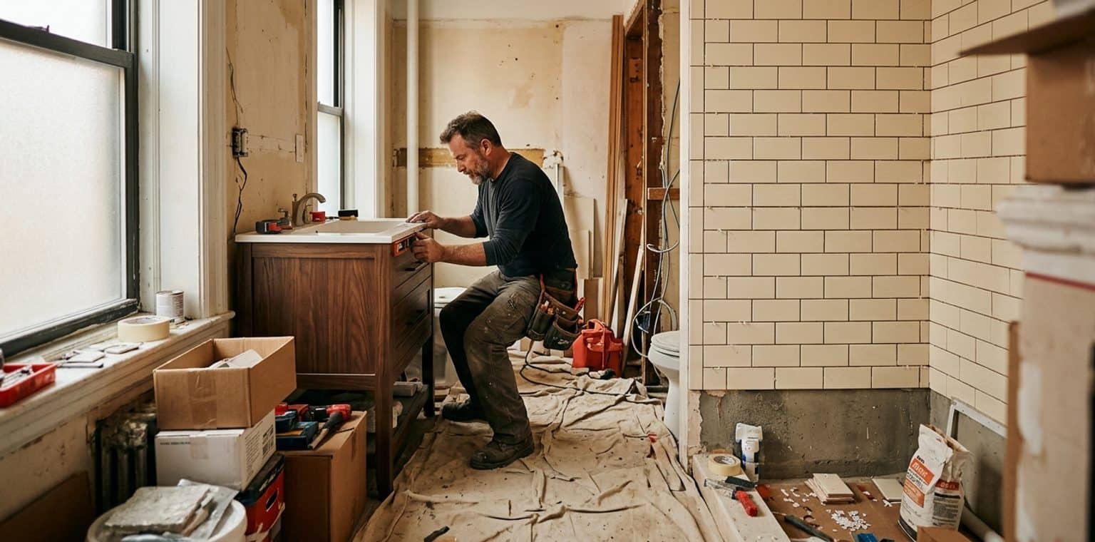 A bathroom remodeling job in New York