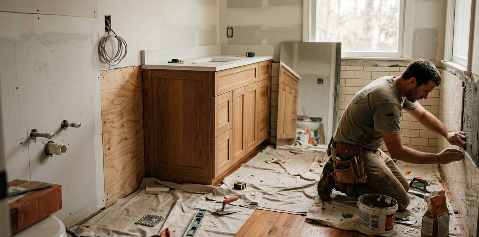 A bathroom remodeling job in Raleigh