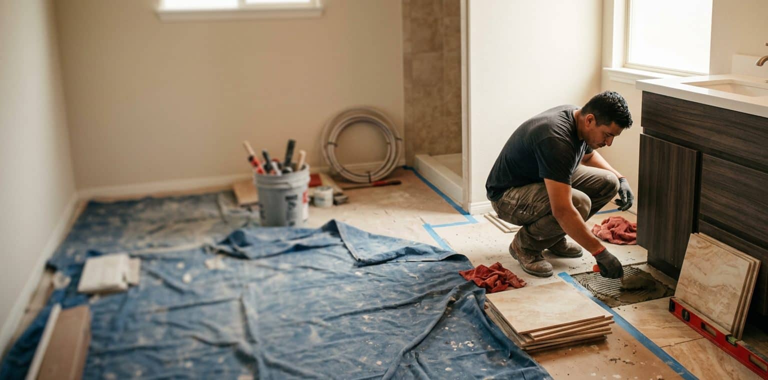 A bathroom remodeling job in San Antonio